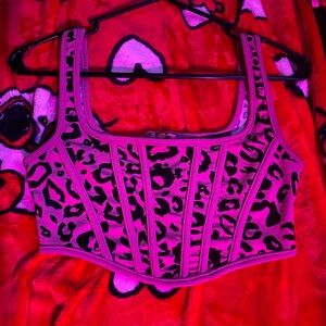 Pink Leopard Print Crop Top